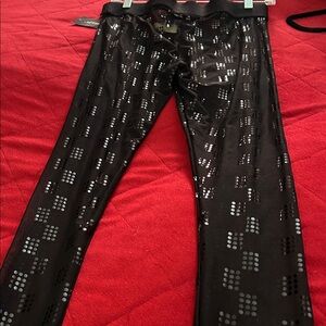 Sheer Black Leggings with Black Dots